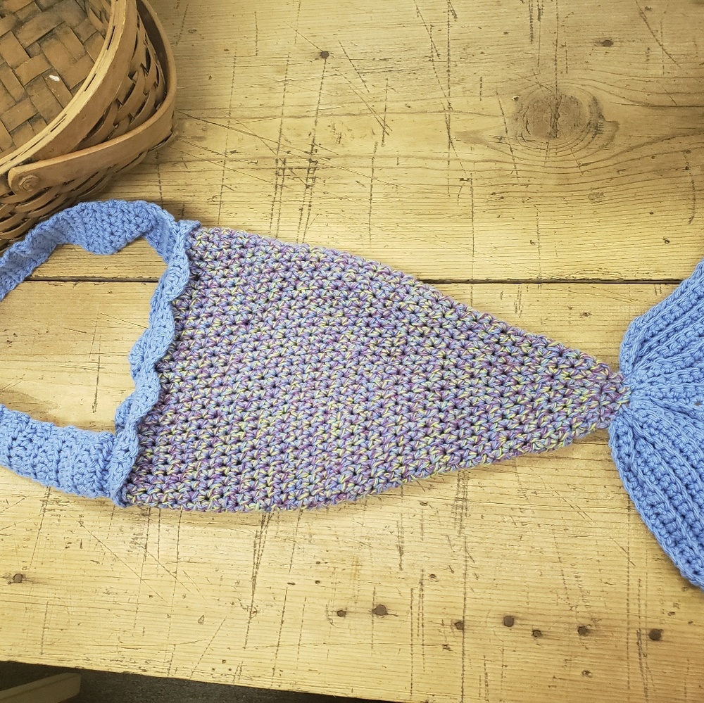 Crocheted mermaid tail bag